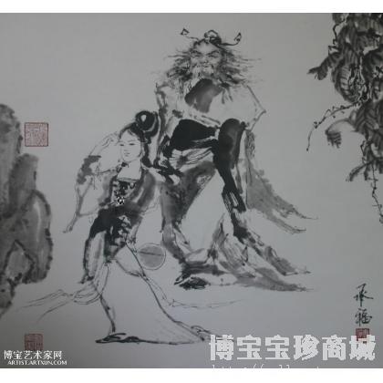 钟馗逗妹 写意人物画 唐承福作品 类别: 写意人物画