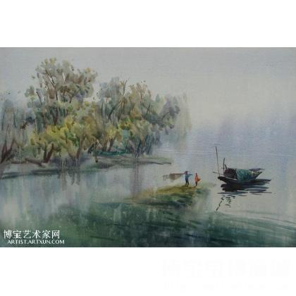 范鹤鸣 柳浪湖畔 类别: 水粉画|水彩画X